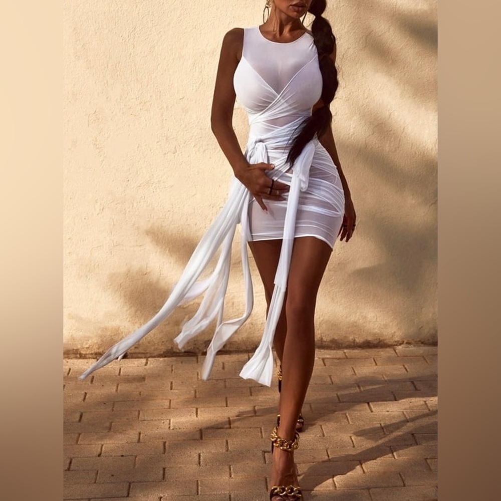 Mesh Wrap-Up Dress